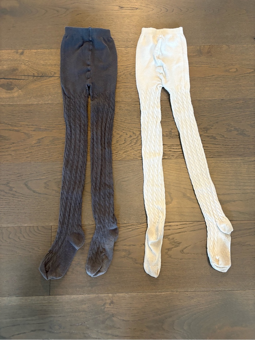 Gap girls gray & creme cable knit tights sz 8/10 EUC